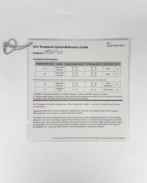 Syneron, SRA Treatment Quick-Reference Guide, Systems elos Plus, PB76055EN, 2014
