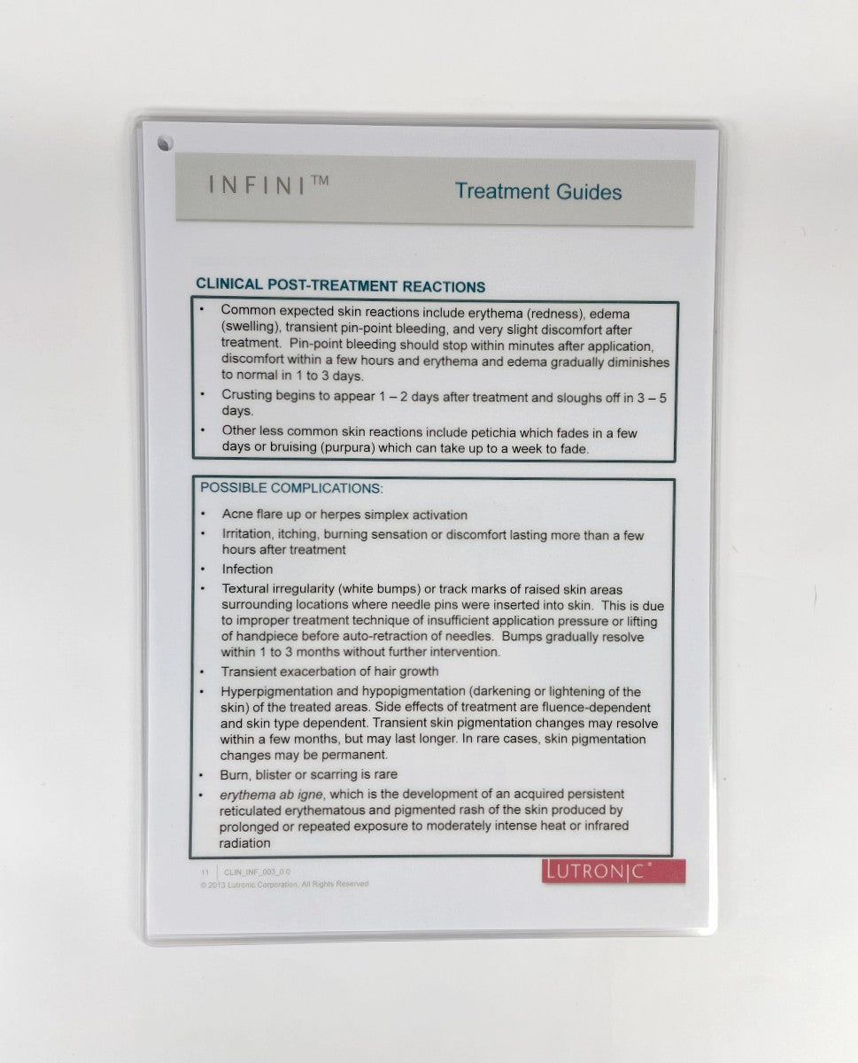 Lutronic Infini Treatment Guide and Parameters