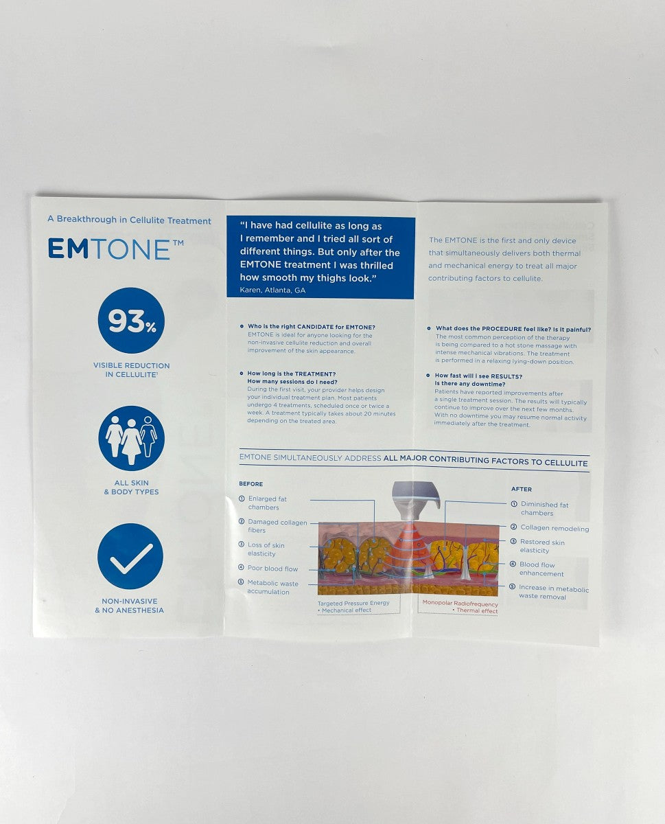 BTL Emtone Brochure Toned Not Tex Tured Non-Invasive No Downtime Pack 25 pieces