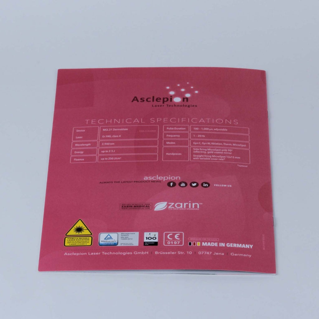 Zarin Asclepion MCL31 Dermablate Juliet Feminine Laser Device Marketing Booklets