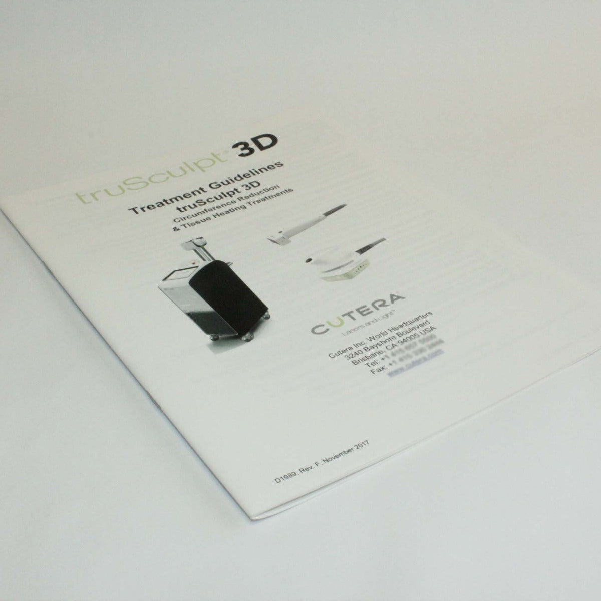 Cutera TruSculpt 3D Body Contour Treatment Guidelines Manual – |2017|REV F|D1989