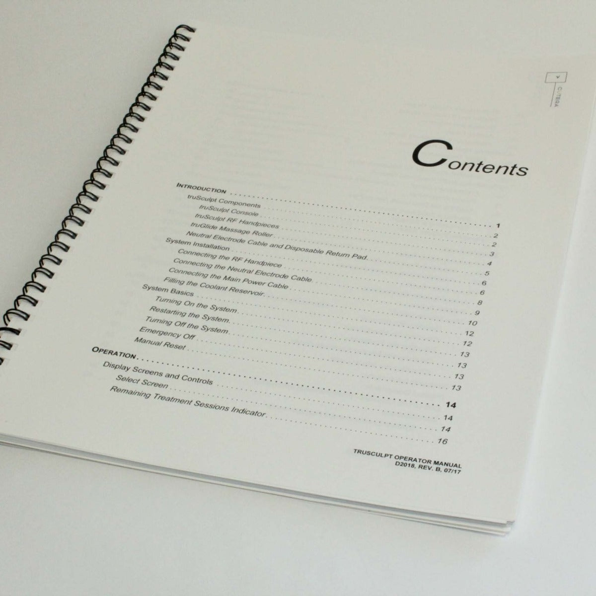 Cutera TruSculpt 3D RF Body Fat Contouring Operator Manual – |2017|REV B|D2018