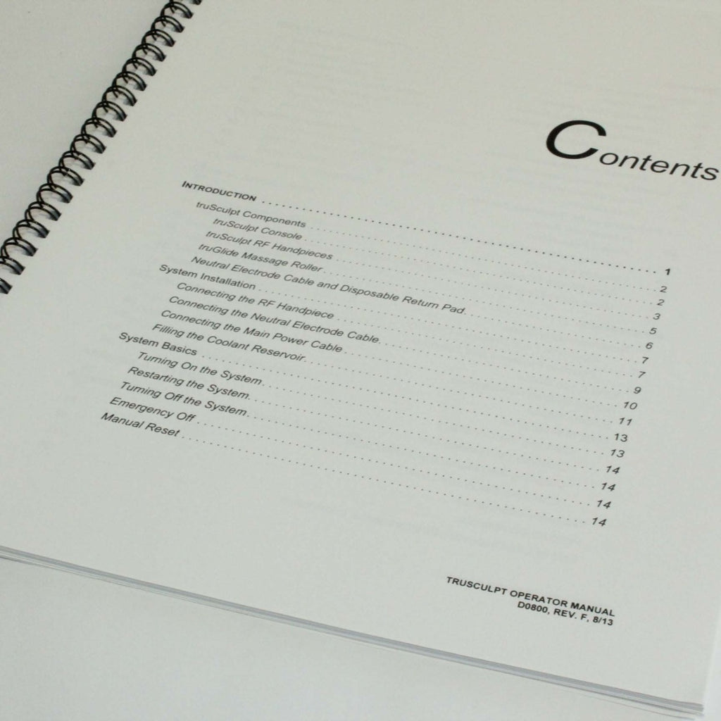 Cutera TruSculpt 1 RF Body Fat Contouring Operator's Manual – |2013|REV F|D0800