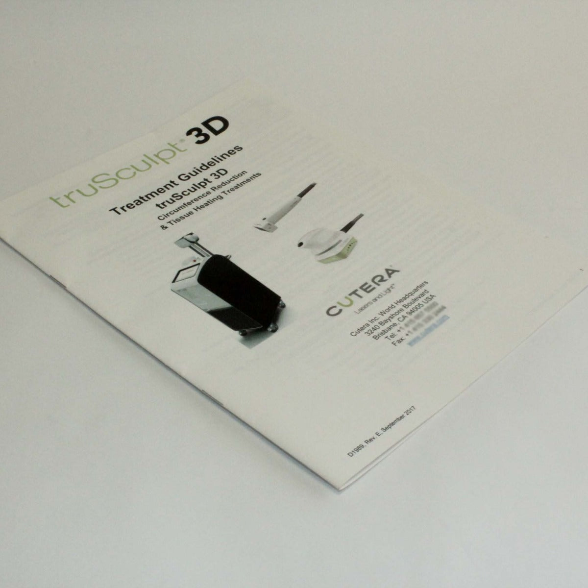 Cutera TruSculpt 3D Body Contour Treatment Guidelines Manual – |2017|REV E|D1989