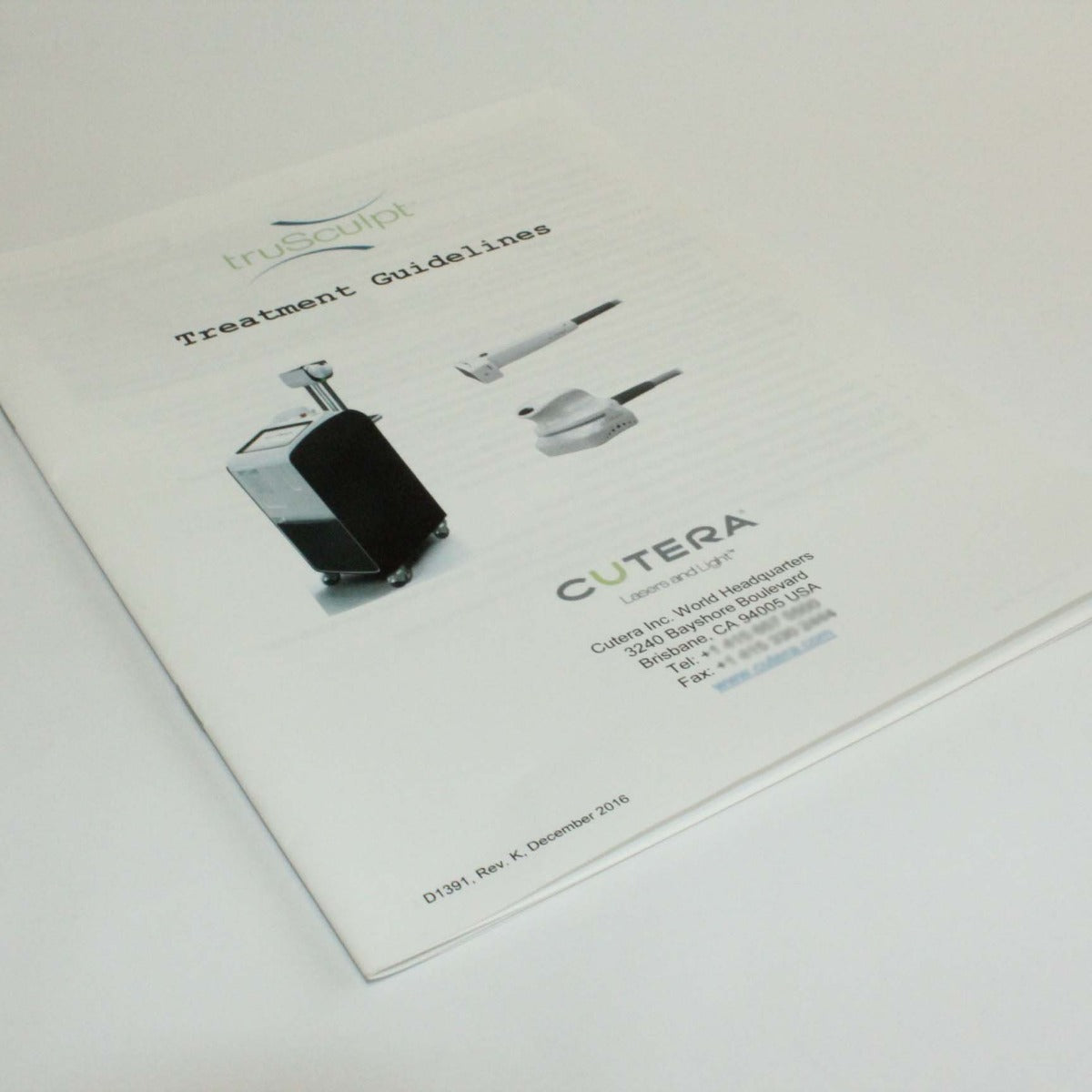 Cutera TruSculpt 1 Body Contour Treatment Guidelines Manual – |2016|REV K|D1391