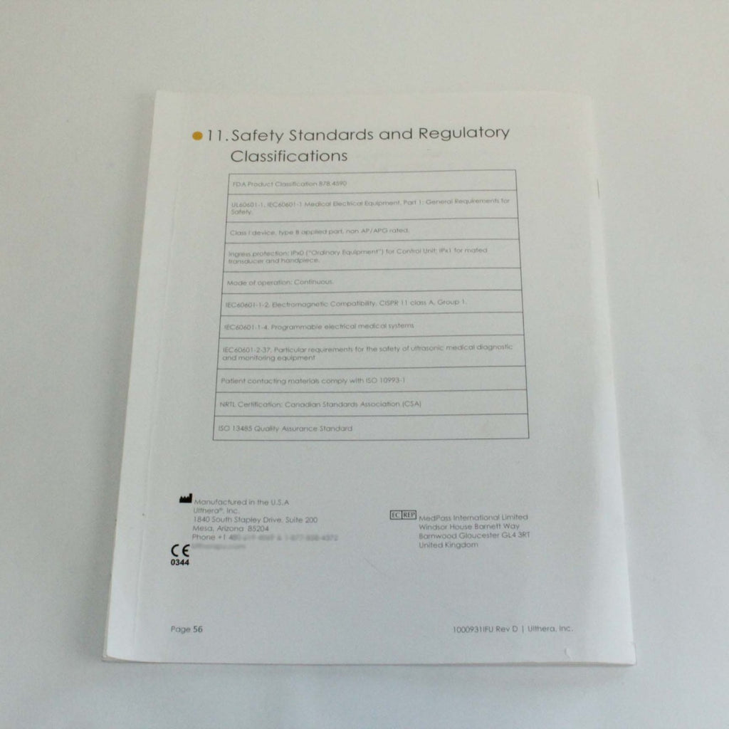 Ulthera Ultherapy DeepSee Ultrasound Instructions Operator Manual – |2013|REV D|