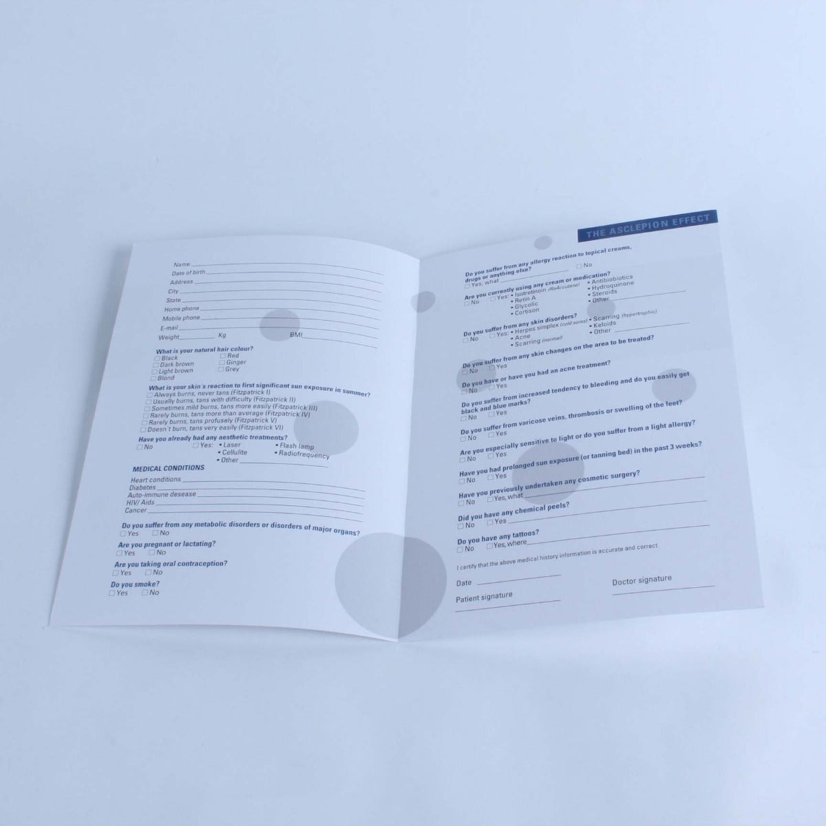 Asclepion Effect Laser Treatment Anamnesis Patient Medical History Forms 89 Pack