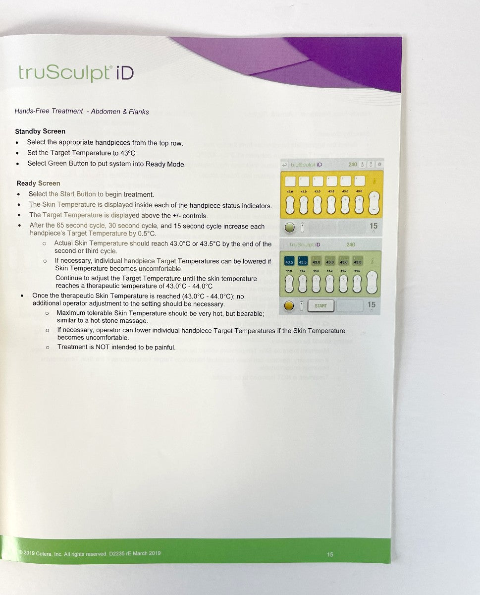 CUTERA truSculpt iD TREATMENT GUIDELINES D2235 Re March 2019