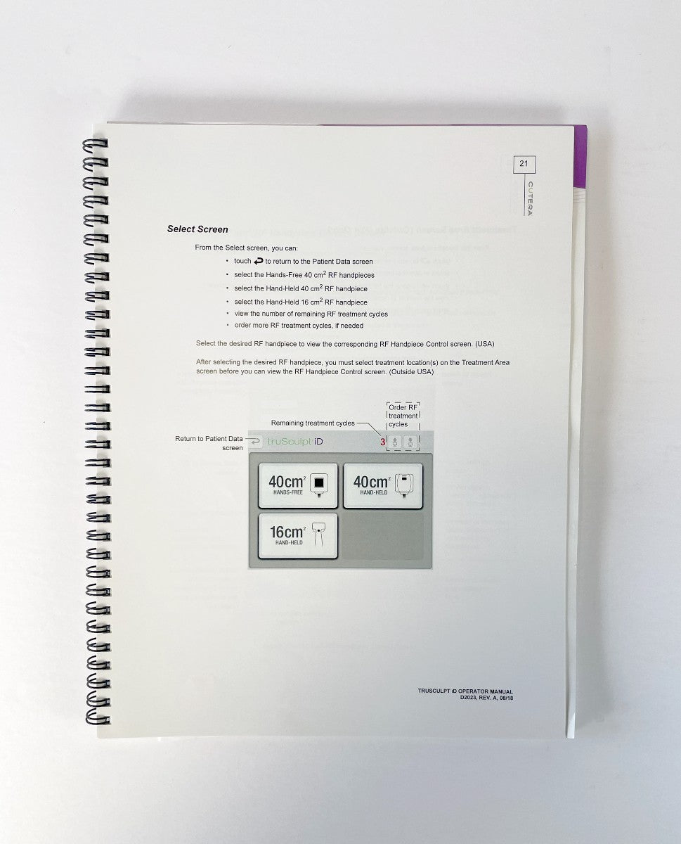 CUTERA truSculpt iD OPERATOR MANUAL D2023, REV. A, 08/18 BOOK