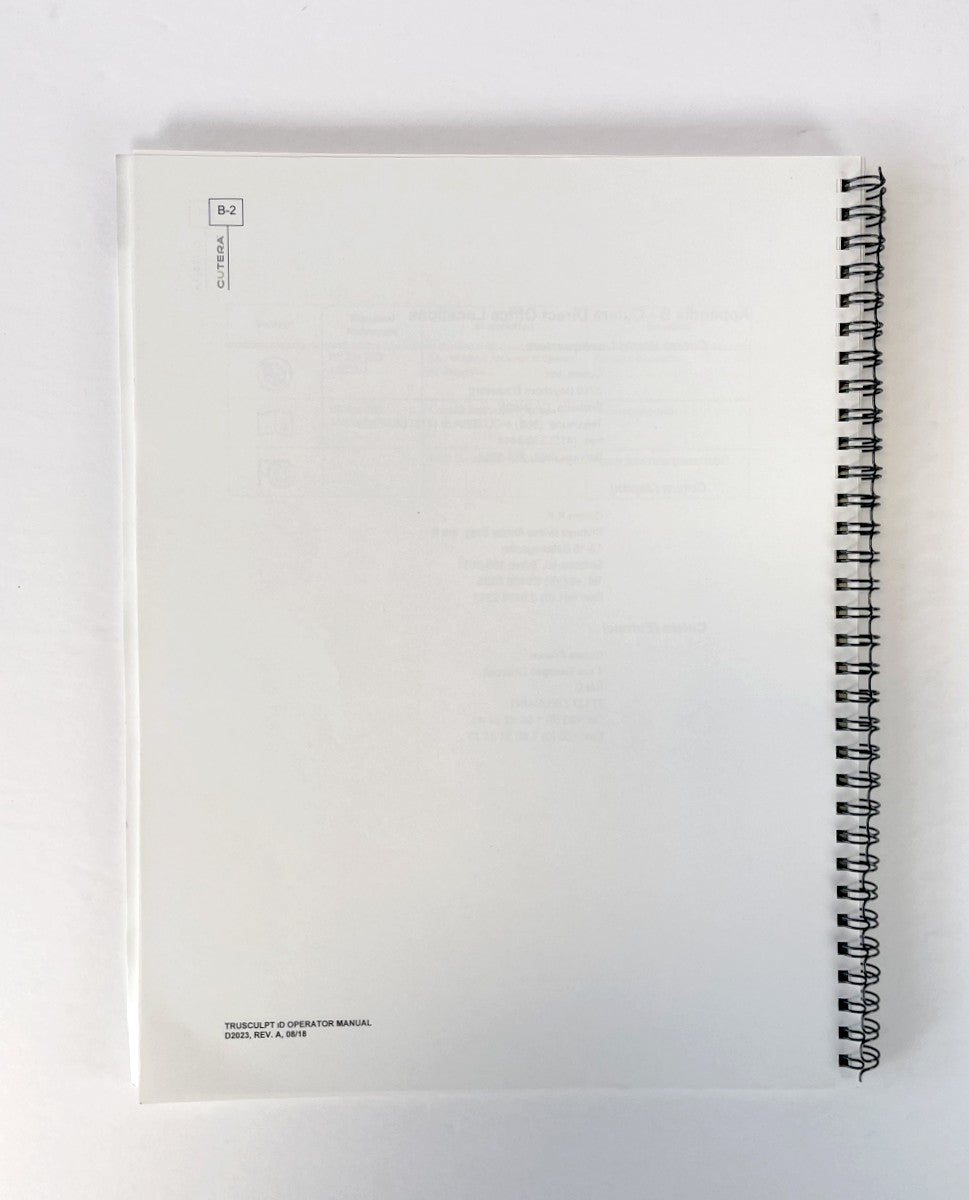 CUTERA truSculpt iD OPERATOR MANUAL D2023, REV. A, 08/18 BOOK
