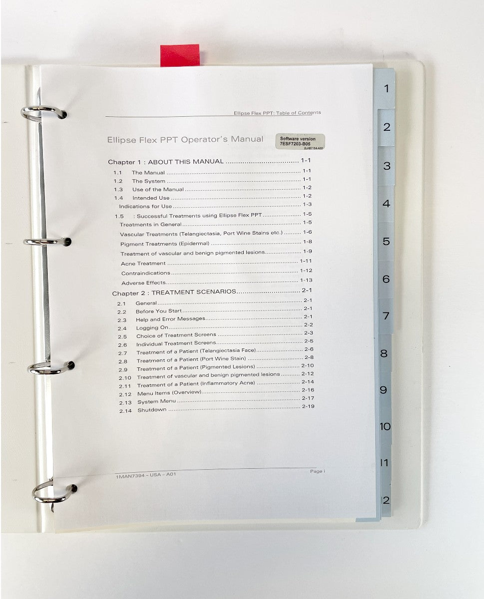 CANDELA Ellipse Flex PPT Operator’s Manual, PN 1MAN7394–USA–A01 Folder