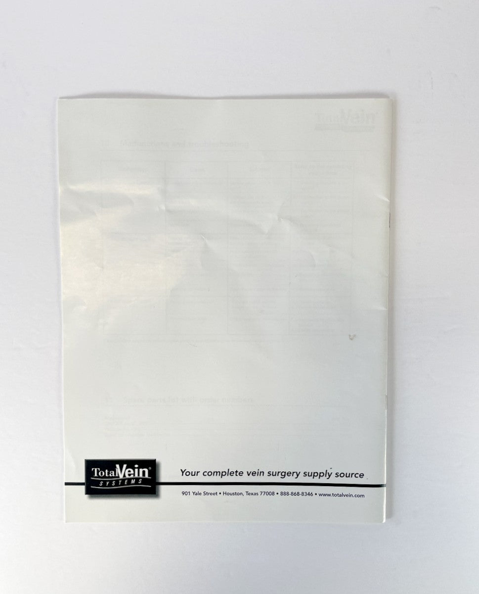 TotalVein Express Infiltration Tumescent Delivery system Operator manual