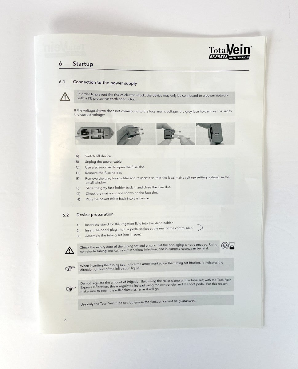 TotalVein Express Infiltration Tumescent Delivery system Operator manual