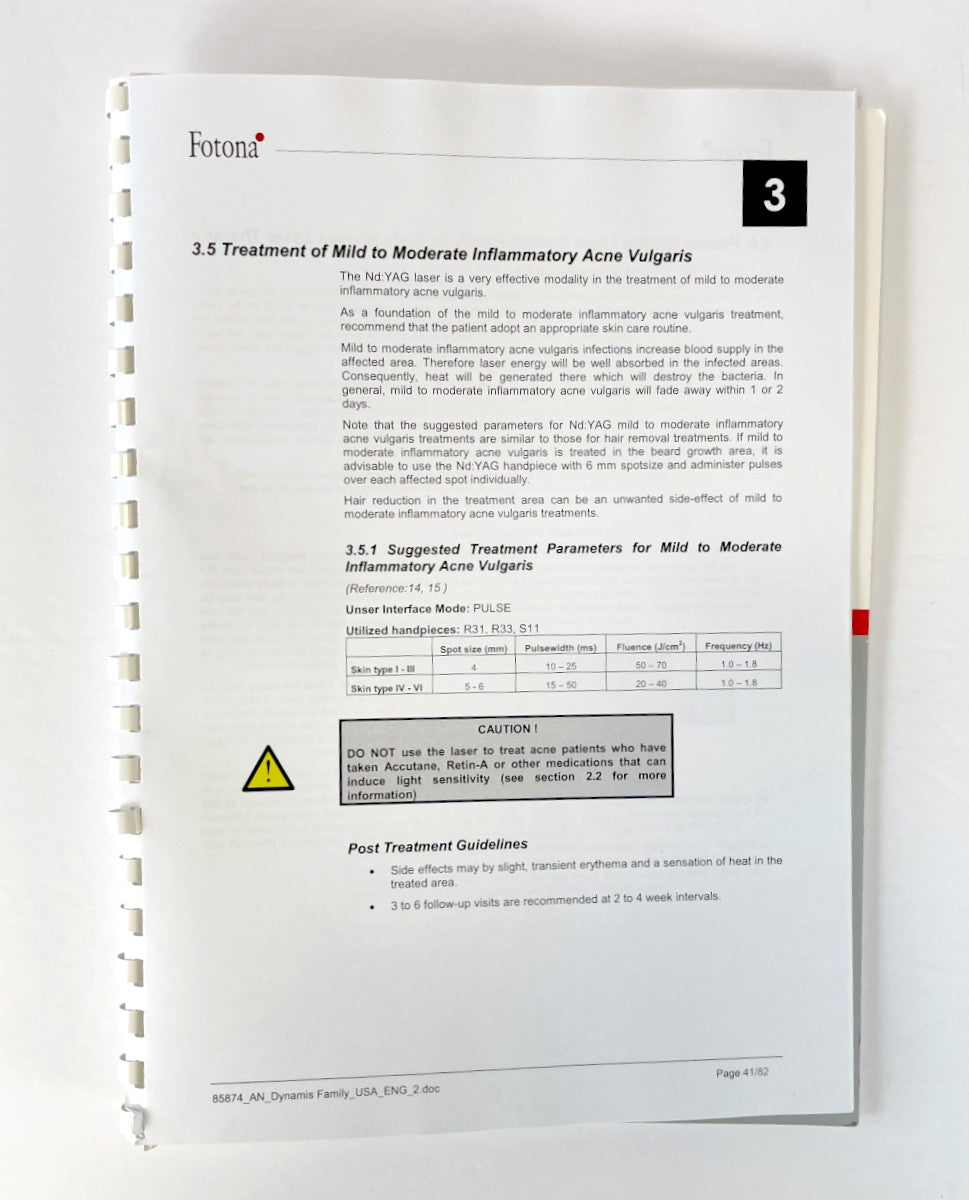 Fotona, Choose perfection, APPLICATION NOTES, Fotona Dynamis Laser System Family