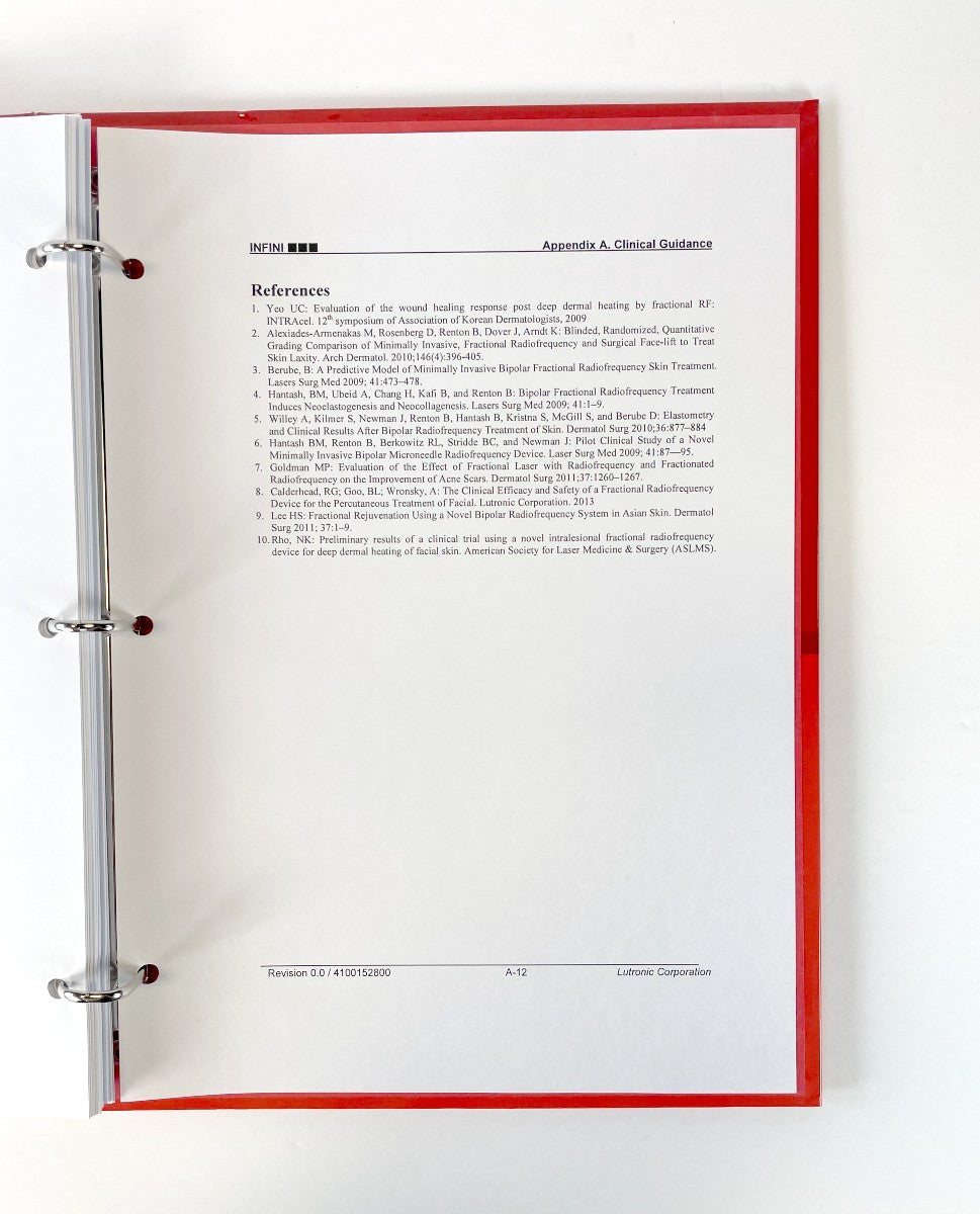 Lutronic, Solution to the success of a Skincare Clinic, INFINI Operator’s Manual, PN Revision 0.0 / 4100152800