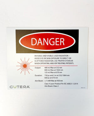 Cutera "DANGER" Sign Laser Class IV 532nm 1064nm Radiation 300616 rB