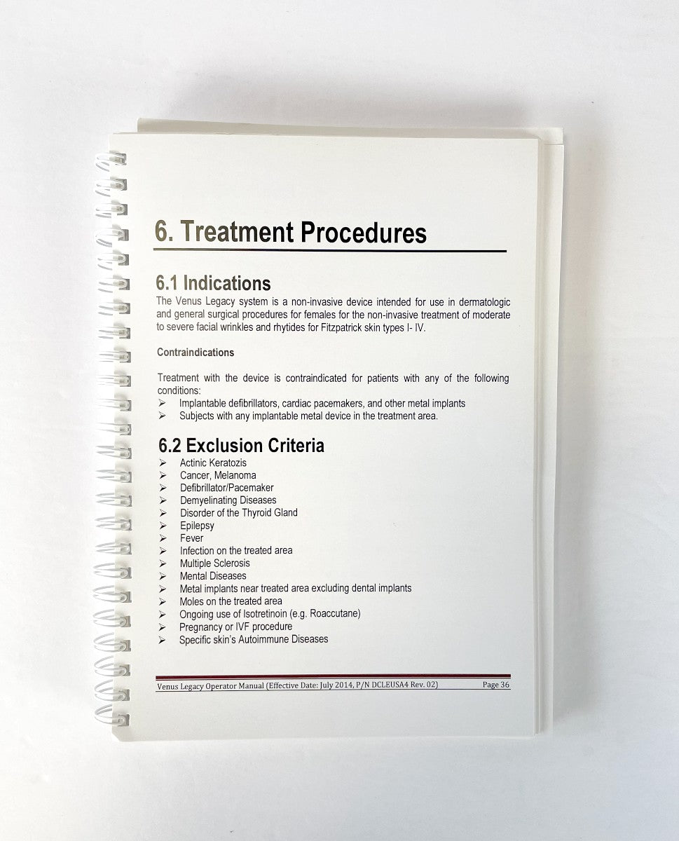 VenusLegacy Manual Guide Operator Instruction Book
