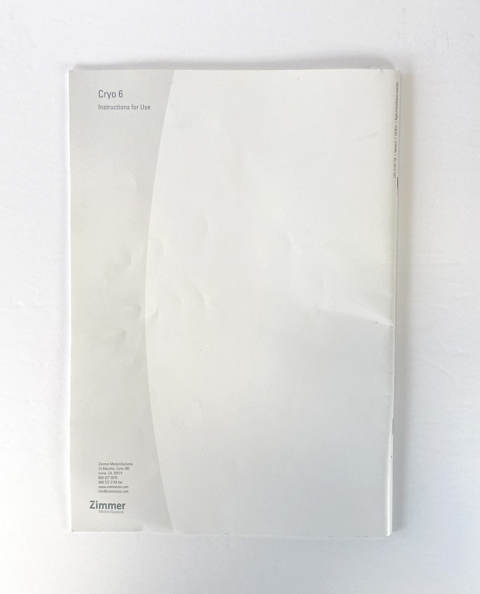 Zimmer Medizin Systems Cryo6, Instructions for Use