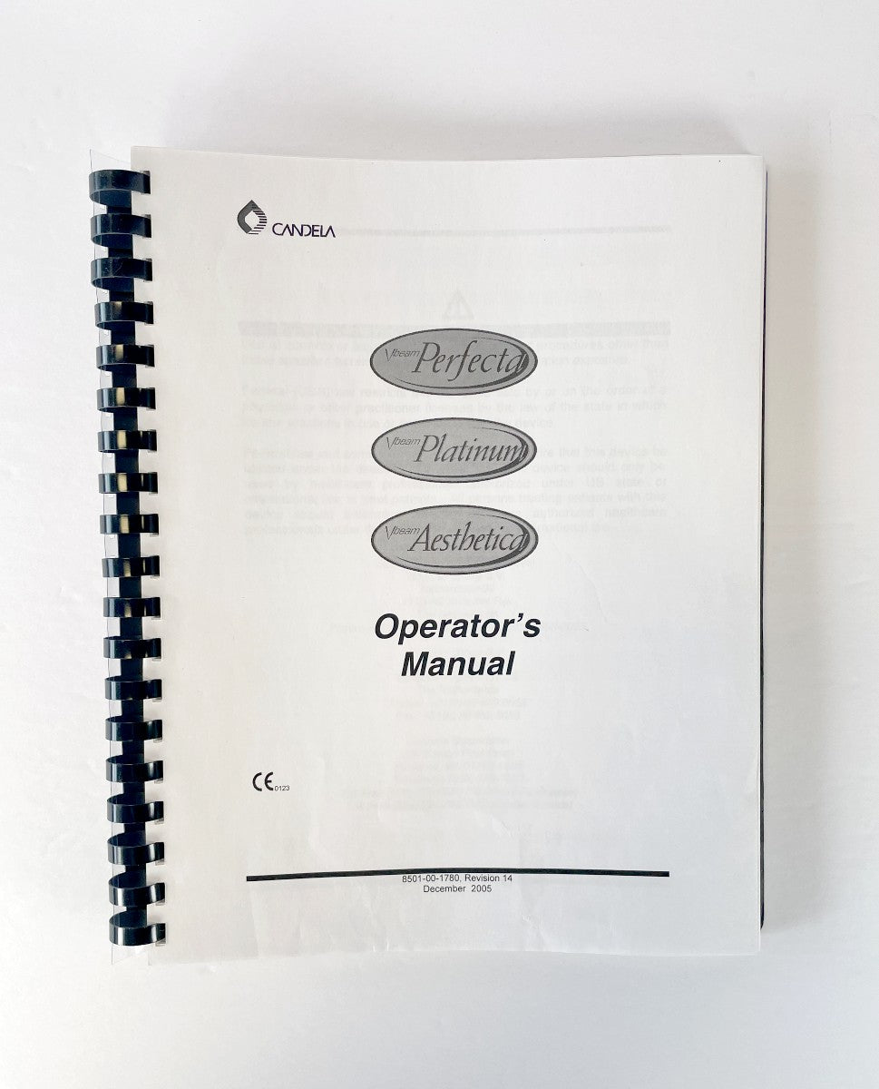CANDELA Vbeam Perfecta, Platinum, Aesthetica Operator´s Manual 8501-00-1780 December 2005