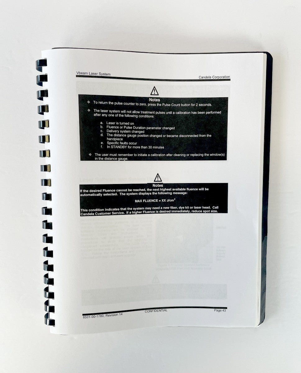CANDELA Vbeam Perfecta, Platinum, Aesthetica Operator´s Manual 8501-00-1780 December 2005