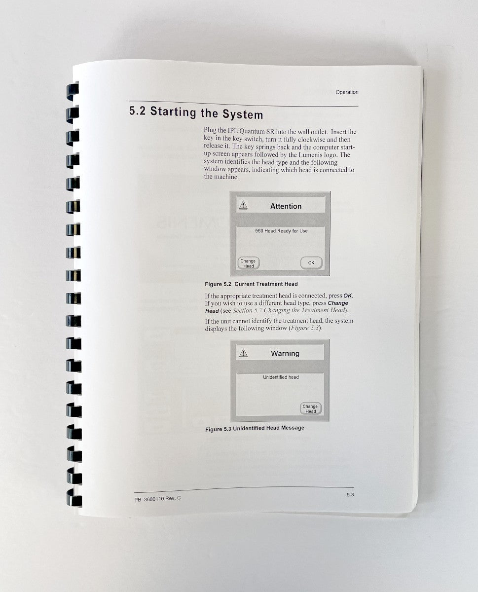 Lumenis IPL Laser Quantum SR Operator Manual PB 3680110 Rev. Junary 2002