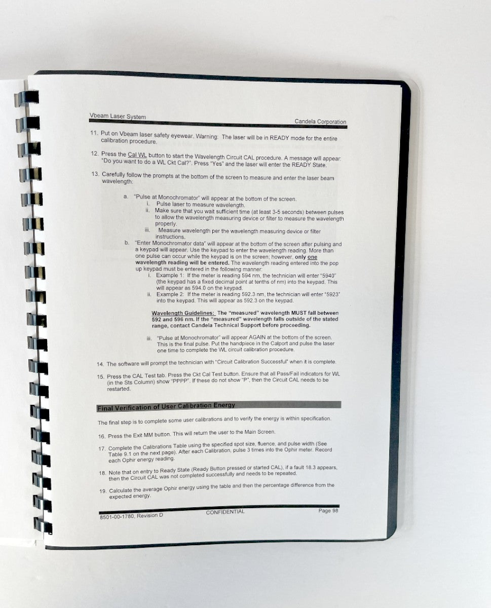 Candela Laser Operators Manual PN 8501-01-1780 Rev.D