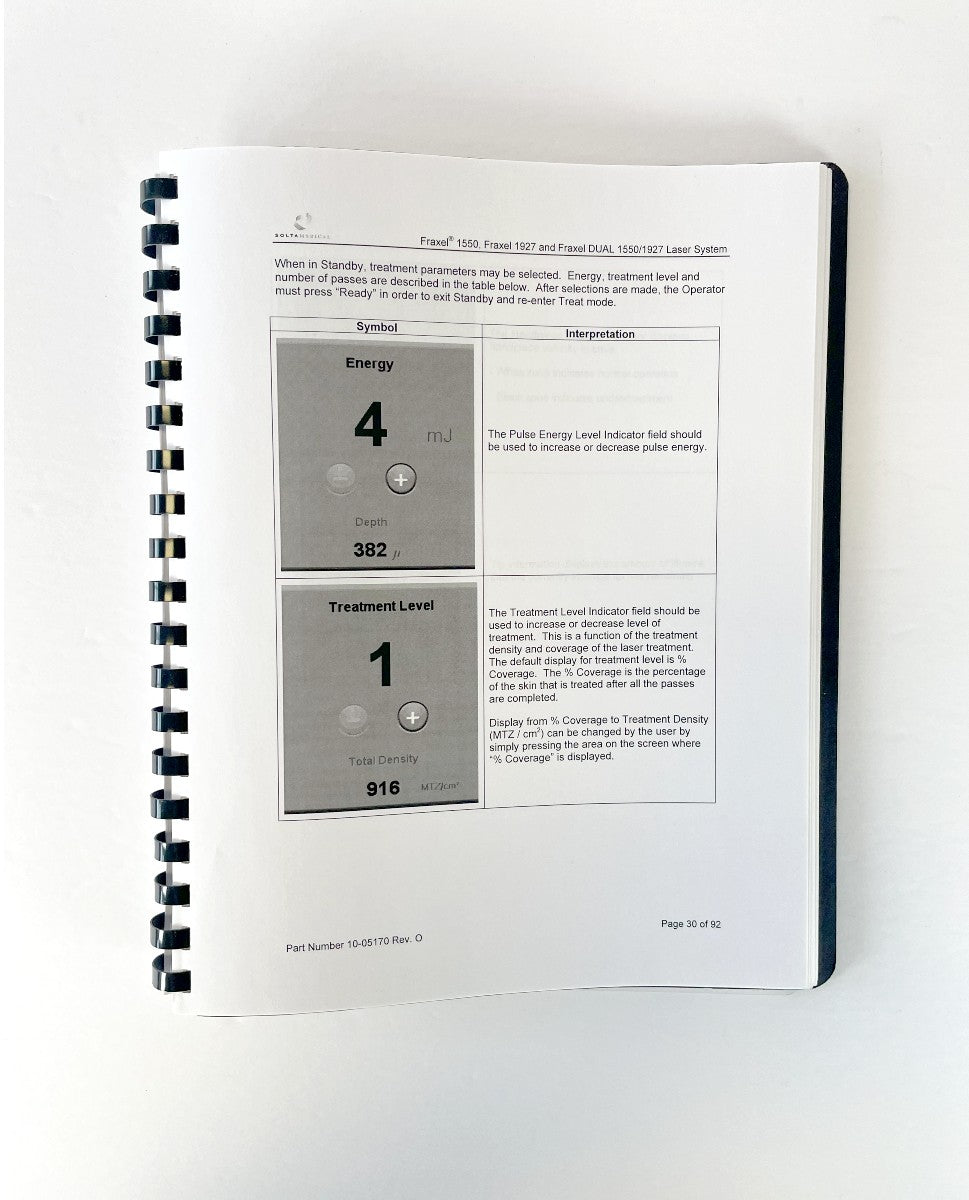 SOLTA MEDICAL, Fraxel 1550, Fraxel 1927 and Fraxel DUAL 1550/1927 Laser Systems Operator Manual. PN 10-05170 Rev. O
