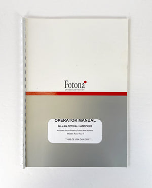 Fotona OPERATOR MANUAL FOTONA Nd: YAG OPTICAL HANDPIECE R33 R33-T 71065