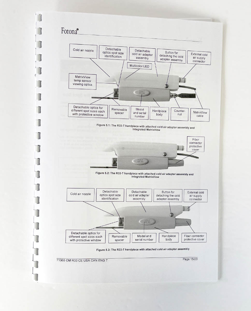 Fotona OPERATOR MANUAL FOTONA Nd: YAG OPTICAL HANDPIECE R33 R33-T 71065