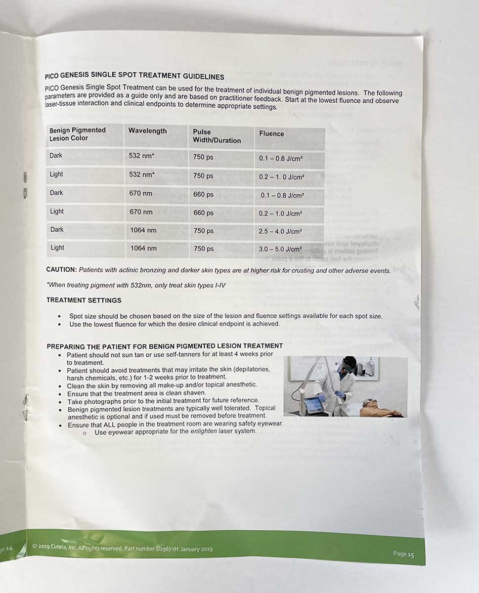 CUTERA Enlighten III, Treatment Guidelines, PN D1967 rH January 2019