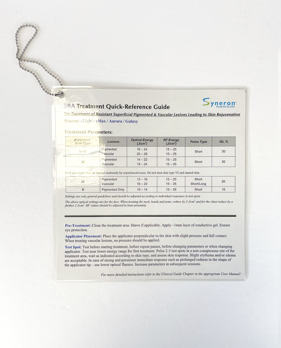 Syneron SRA Treatment Quick-Reference Guide 2008 #DC59692