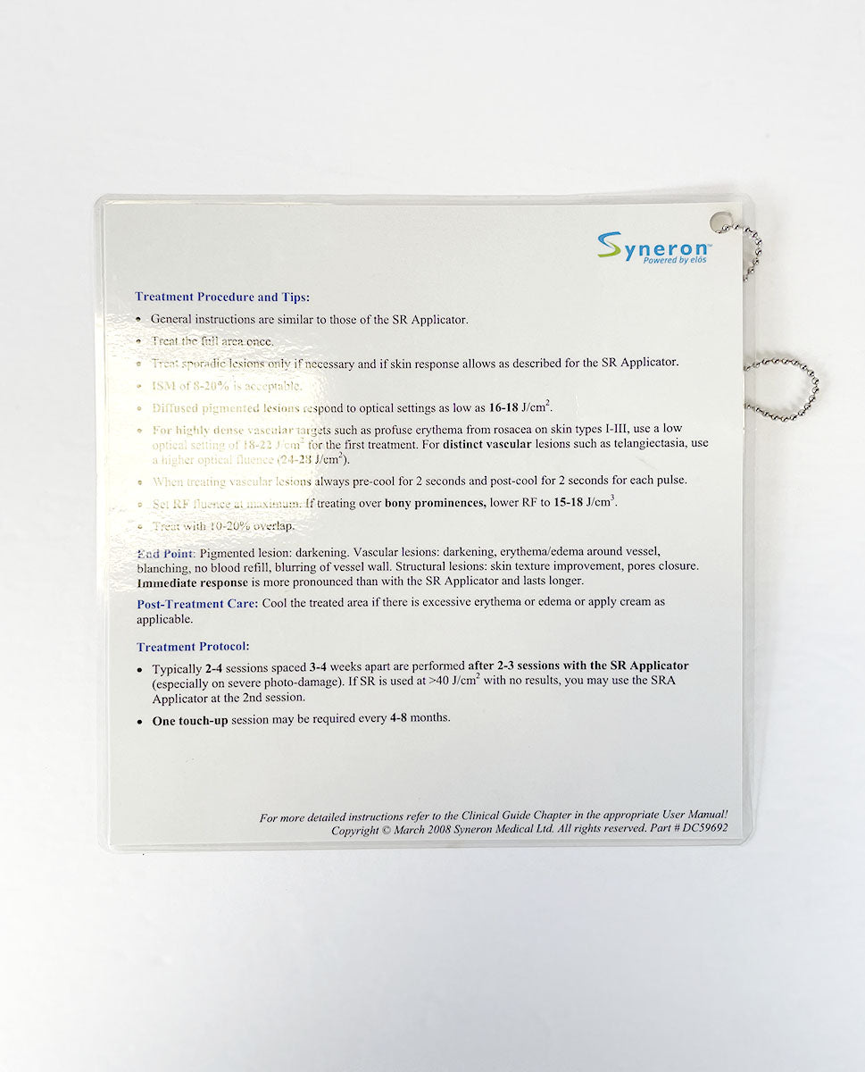 Syneron SRA Treatment Quick-Reference Guide 2008 #DC59692