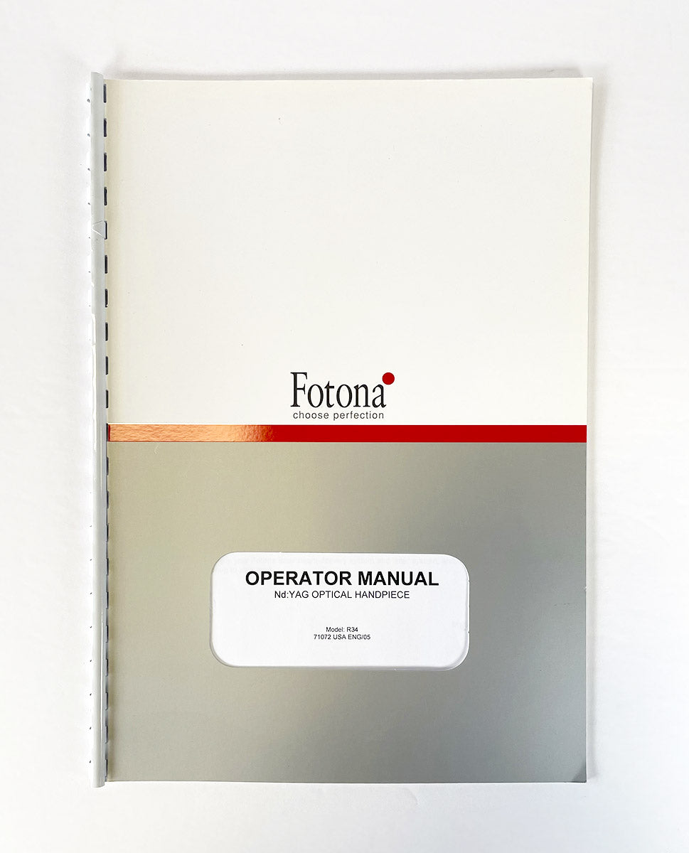 Fotona Chose perfection Nd:YAG Optical Handpiece Operator Manual 71072 USA ENG/05