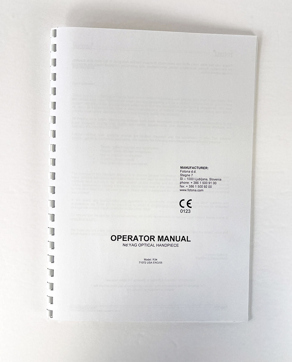 Fotona Chose perfection Nd:YAG Optical Handpiece Operator Manual 71072 USA ENG/05