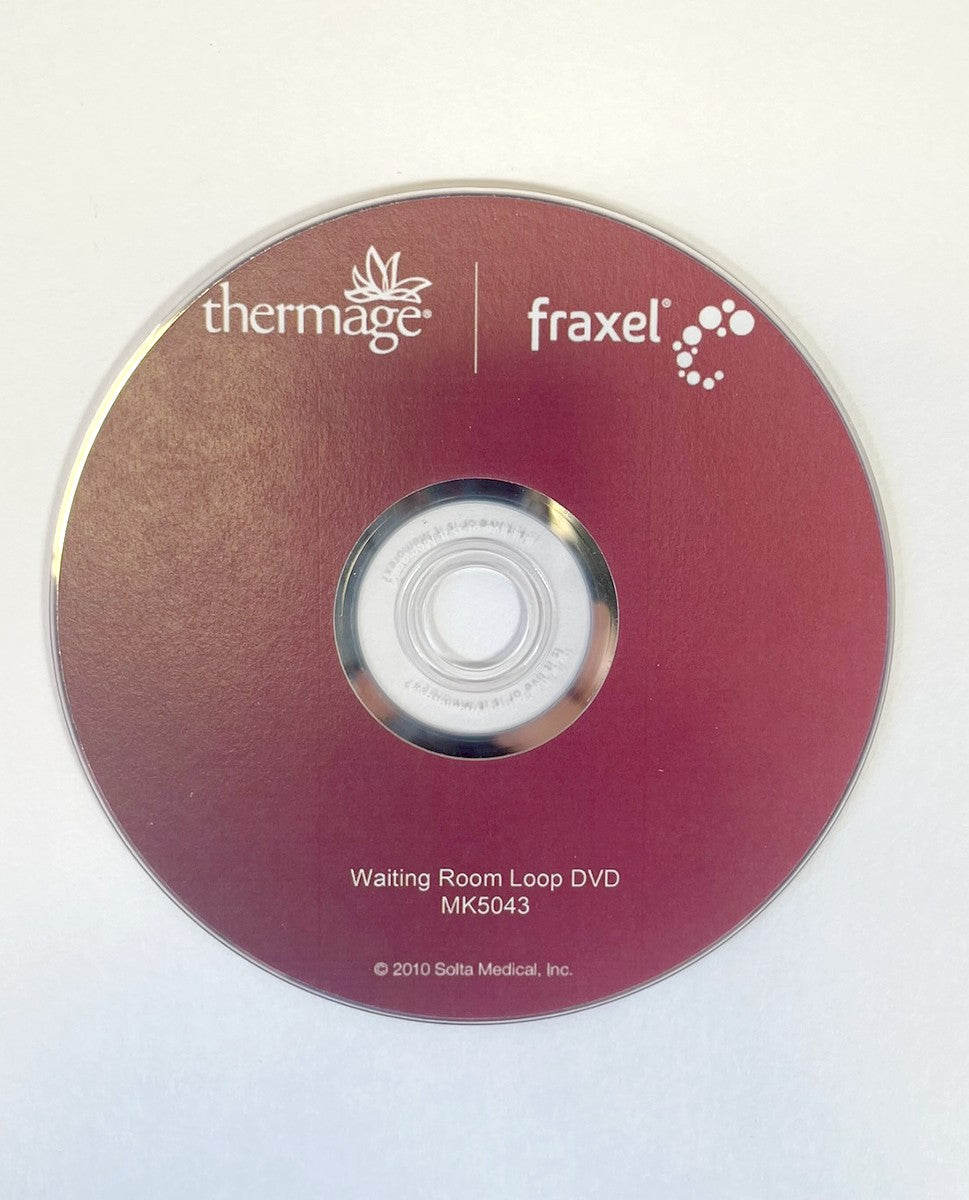 FRAXEL, thermage, Waiting Room Loop DVD, P/N MK5043, 2010, and ALLERGAN, Botox Cosmetic, Patient Education Video: Waiting Room Edition Continuous Play, 2007, P/N APC015742007.