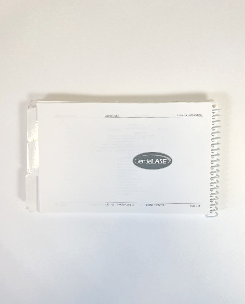 CANDELA, GentleLASE, Operator’s Manual, P/N 8501-00-1740 Revision G, April 2006