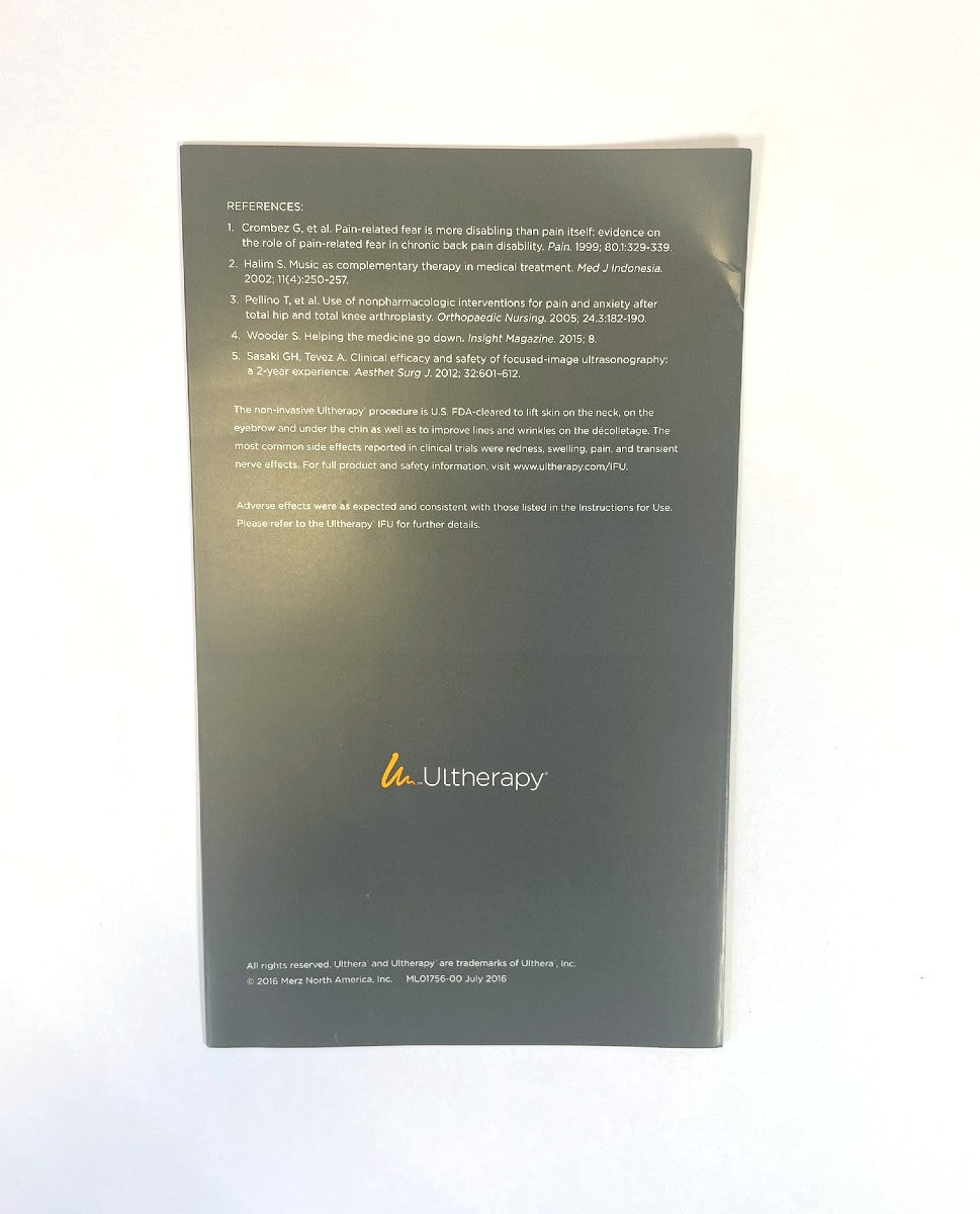 ULTHERAPY, Comfort Management Guide, P/N ML01756-00 July 2016 Brochure