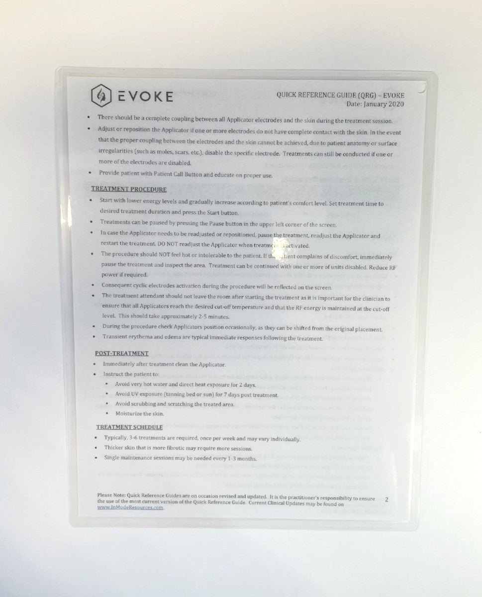Evoke Quick Reference Guide Sheet USB January 2020