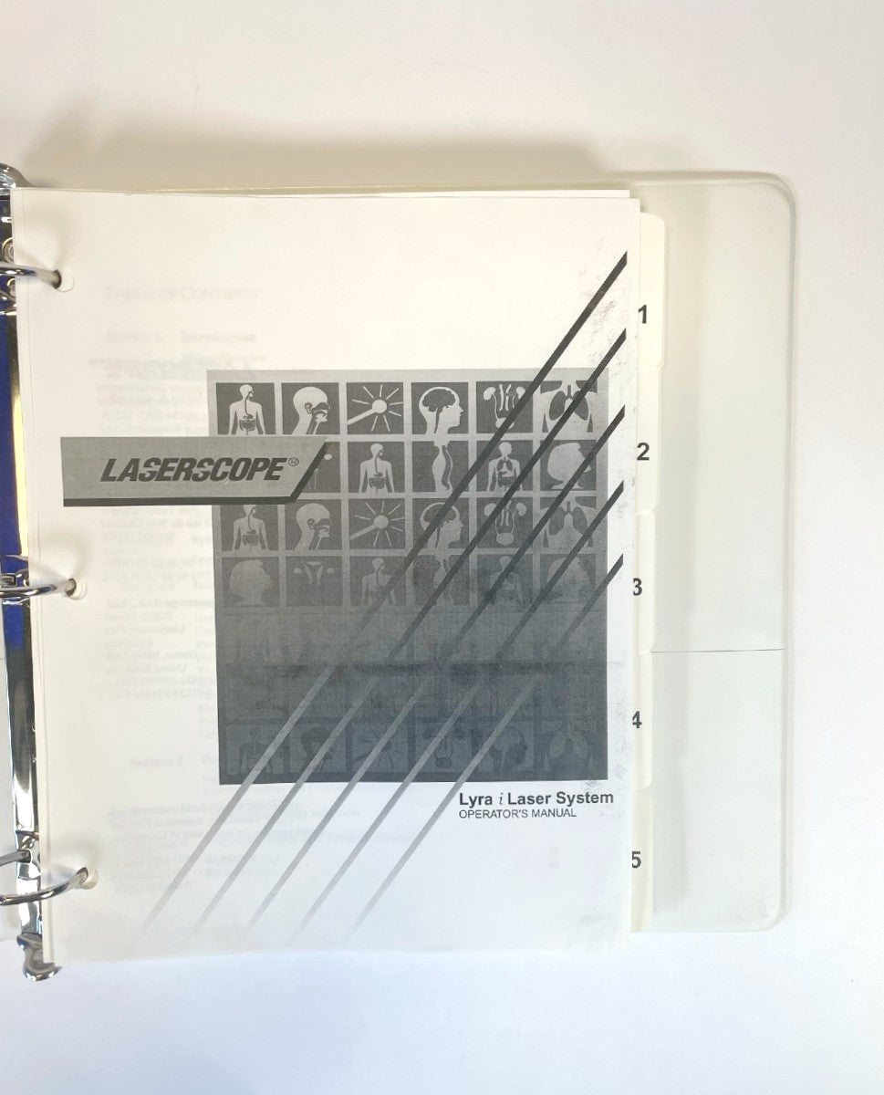 Laserscope Lyra Laser System Operator's Manual World Version 2002