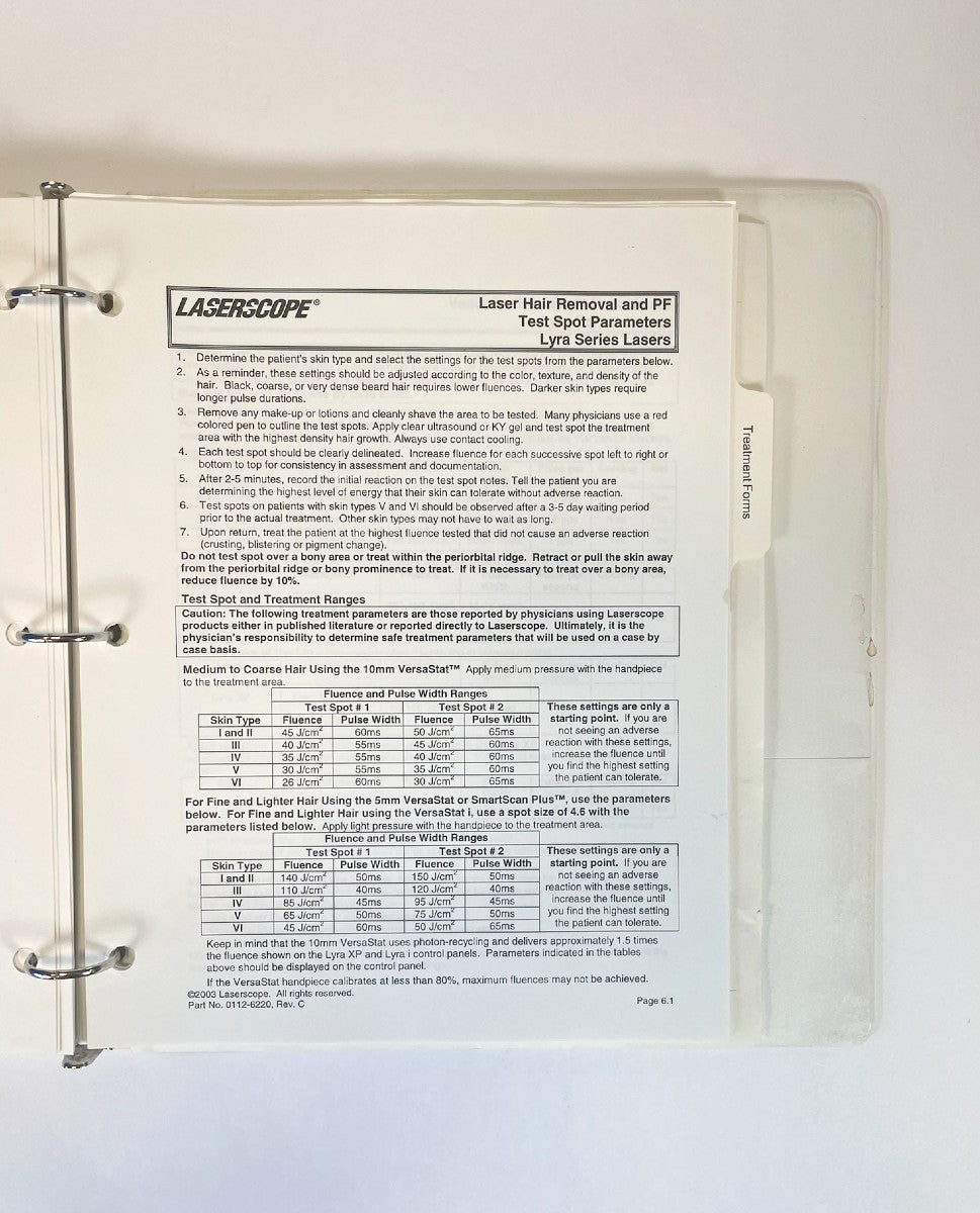 Laserscope Lyra and Aura Inservice Training Guide 2003 Part No. 0112-6220