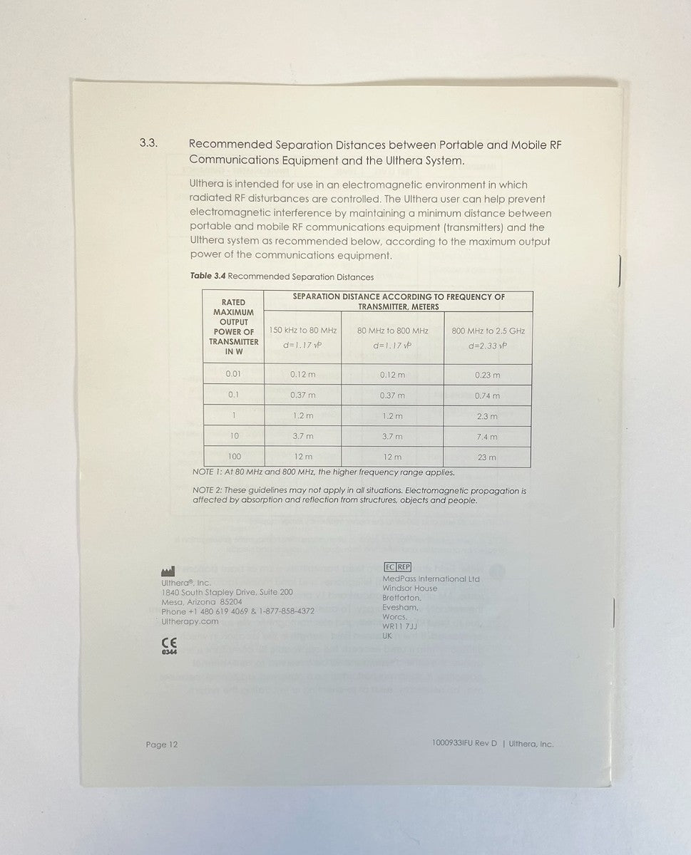 Ulthera System DeepSEE Information Manual 1000933IFU
