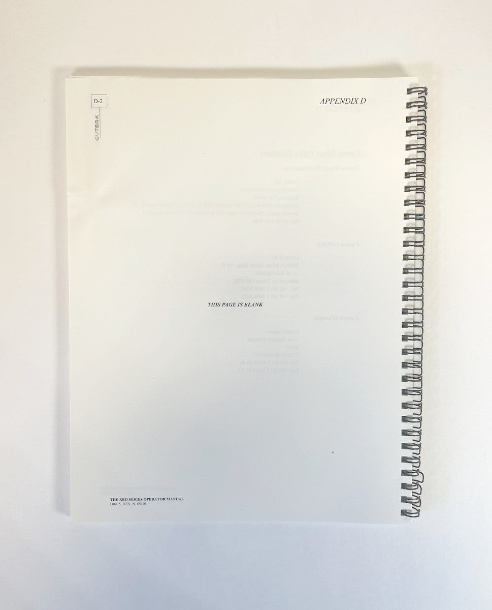 Cutera Laser OPERATOR'S MANUAL Xeo Seiesr