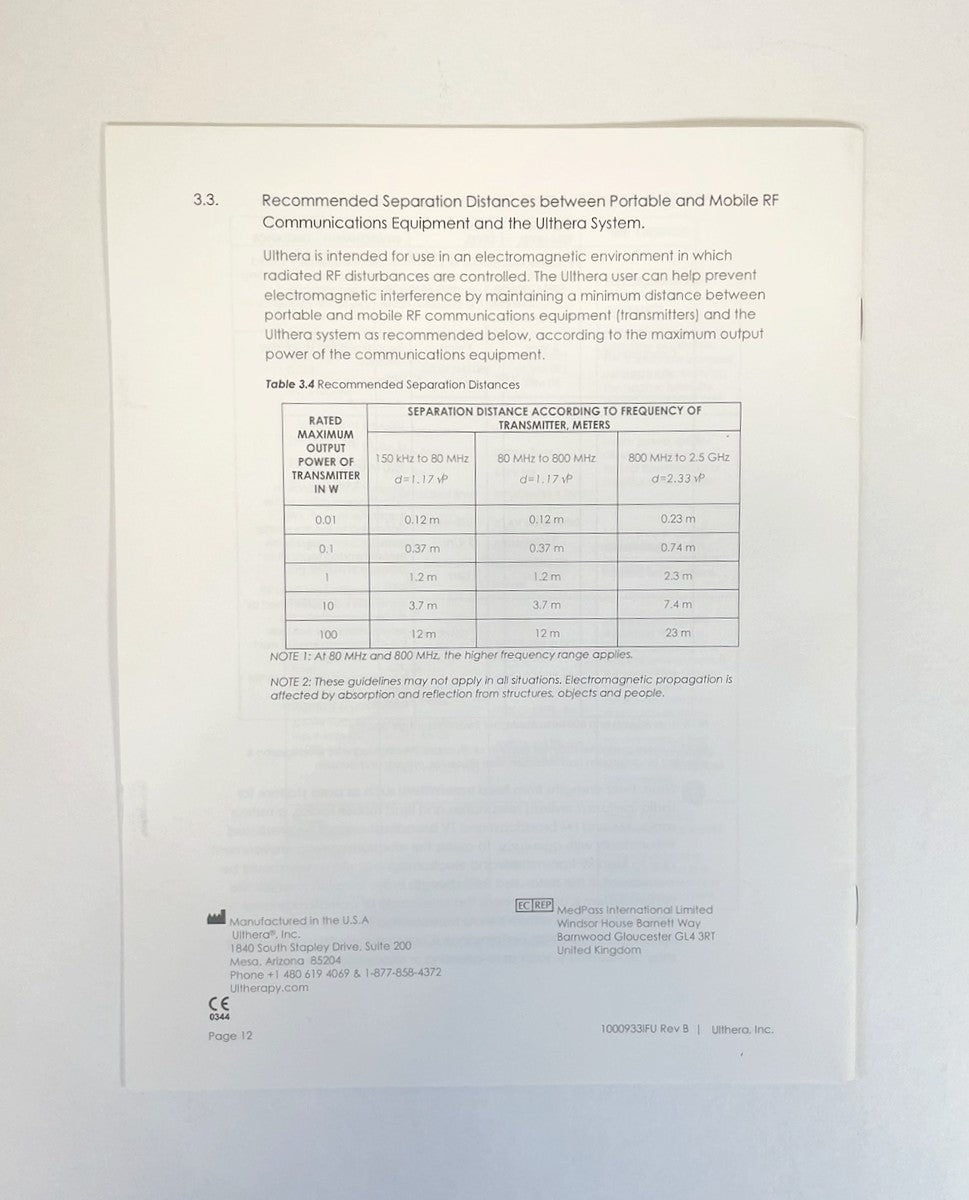 Ulthera System Technical Information Manual 1000933FU Rev B