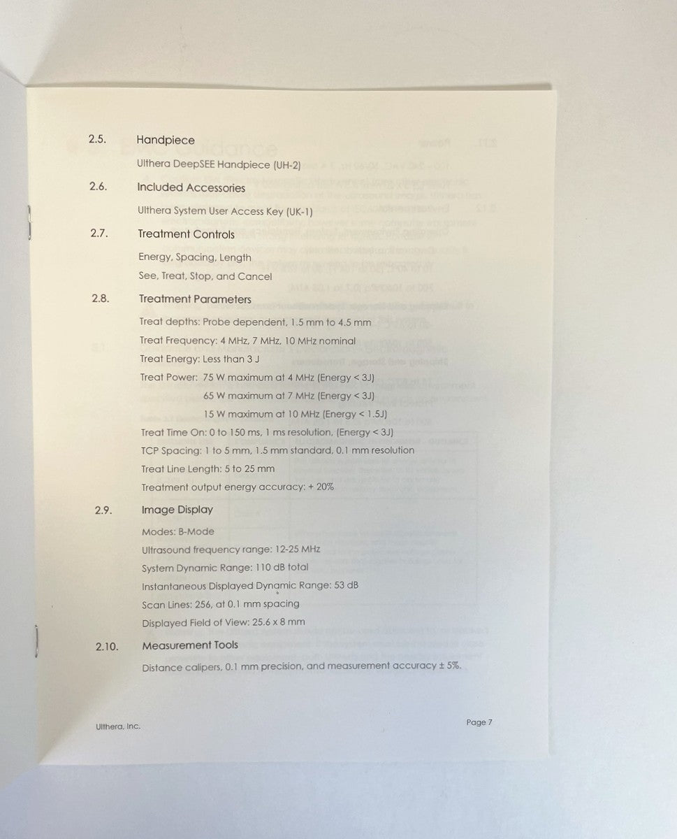 Ulthera System Technical Information Manual 1000933FU Rev B