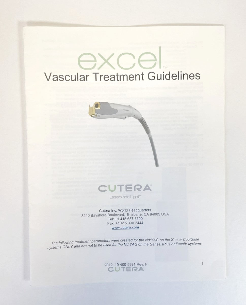 Cutera Excel Laser Vascular Treatment Guidelines 2012 19-400-5931 Rev.F