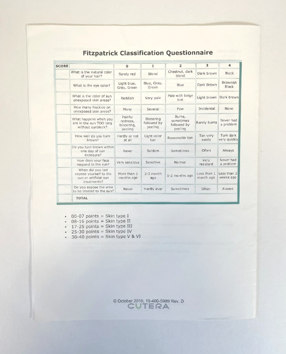 Cutera Coolglide Hair Removal Treatment Guidelines October 2010 19-400-5989 Rev.D