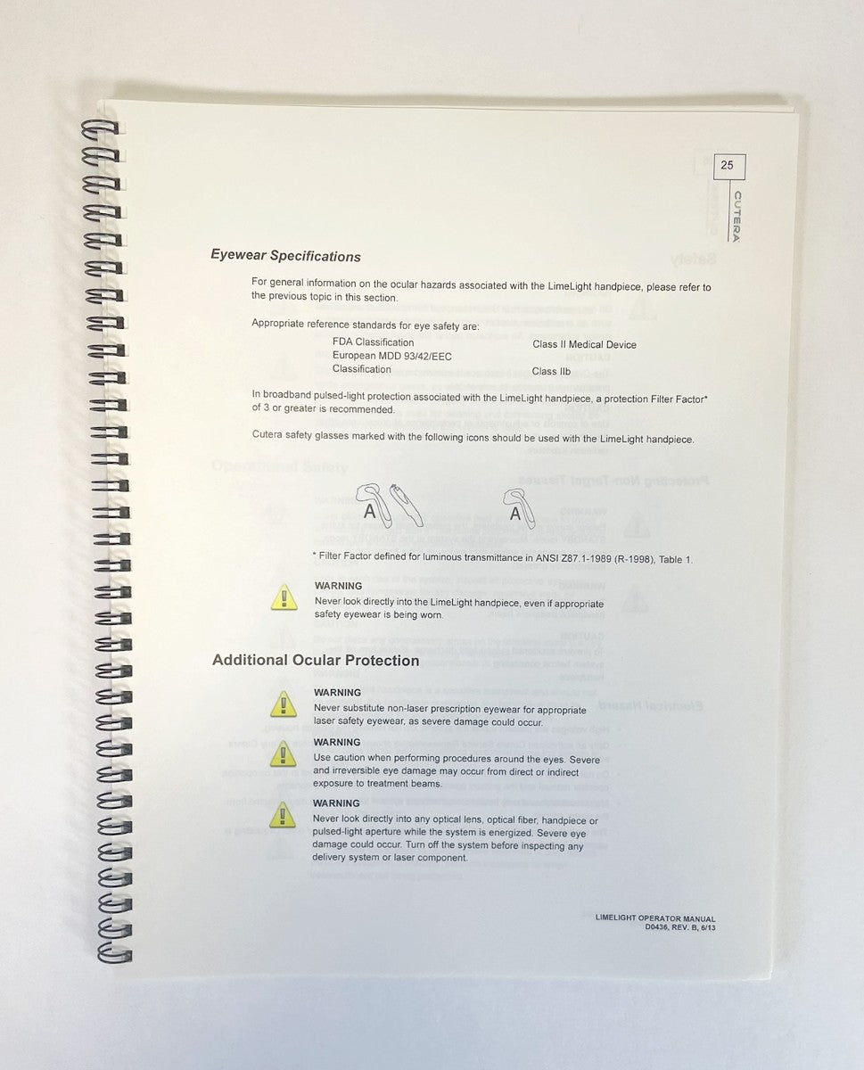 CUTERA, Limelight Operator Manual, D0436, REV.B 6/13