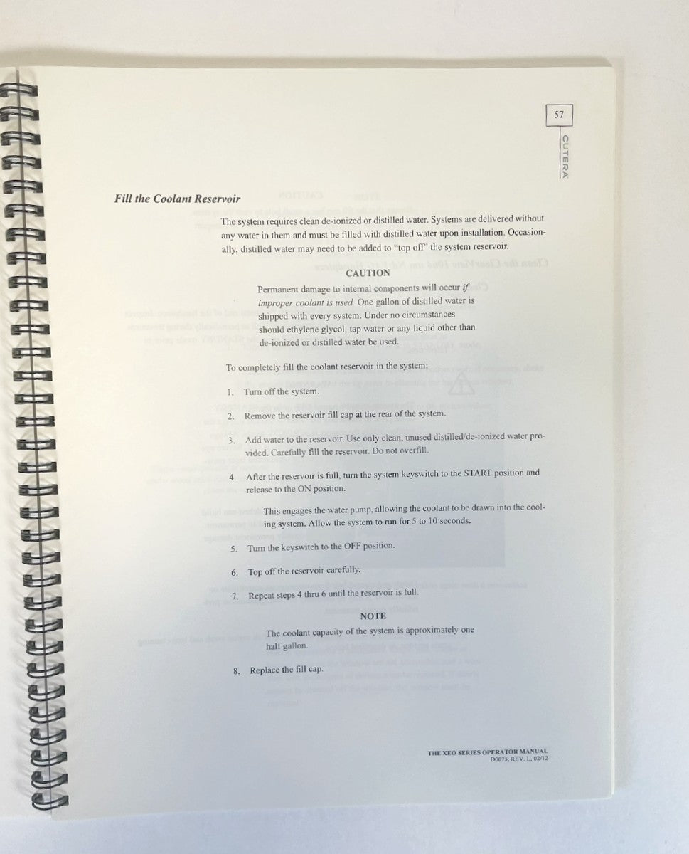 CUTERA, Xeo Series Operator Manual D0075, REV. L, 02/12
