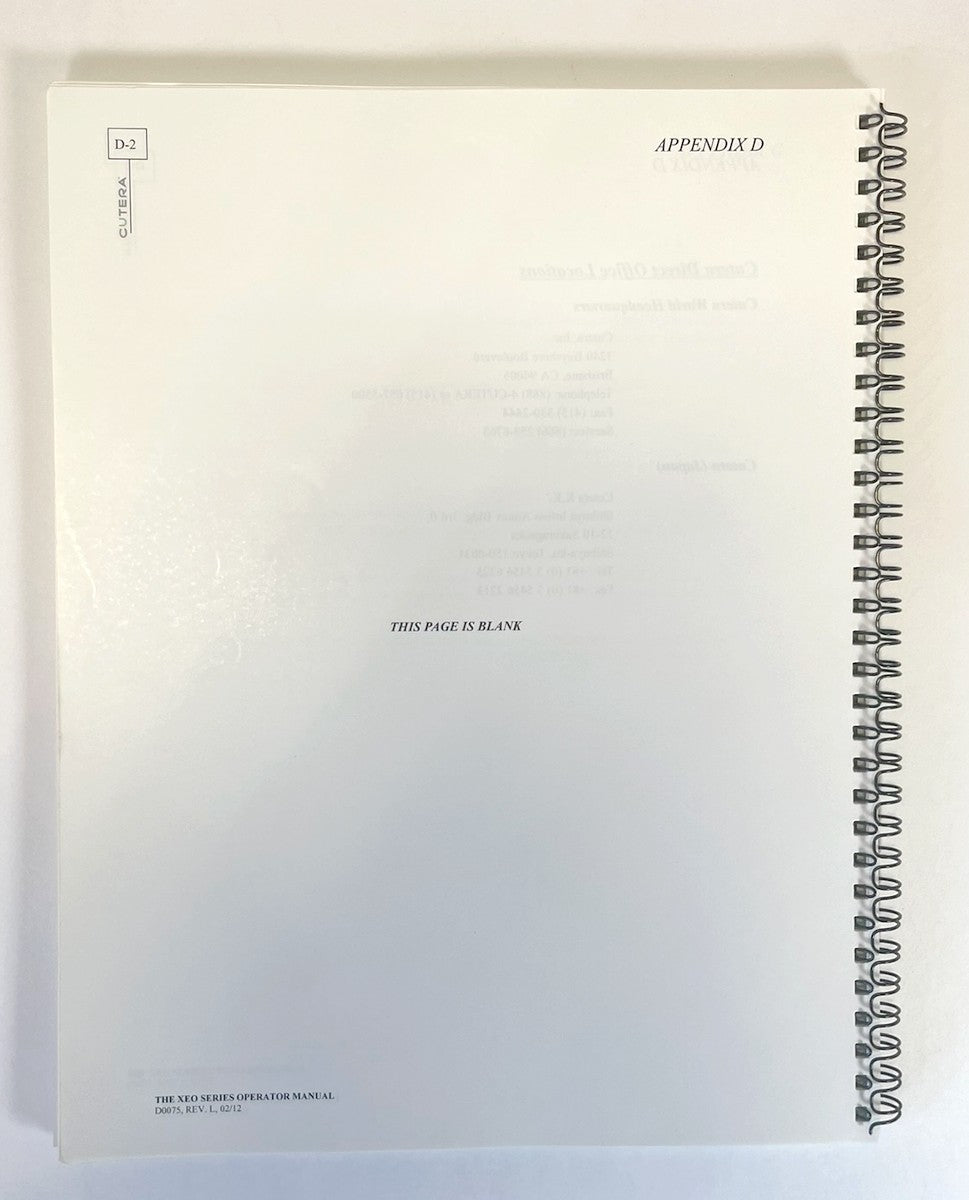 CUTERA, Xeo Series Operator Manual D0075, REV. L, 02/12