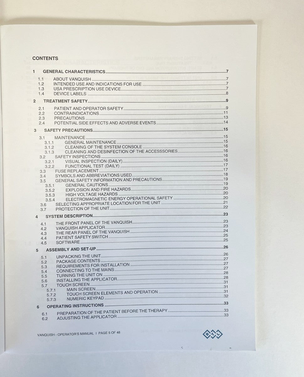BTL, Vanquish Operator's Manual, 713-80MANUS103